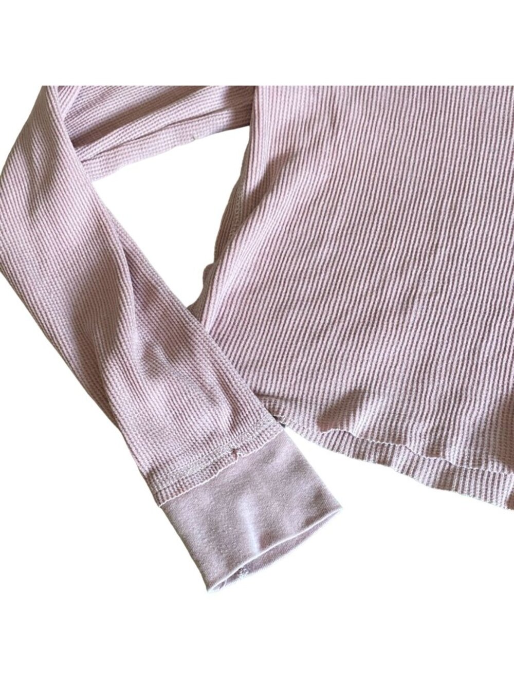 Wild Fable Womens Waffle Knit Cropped Thermal Shirt-Pink-Size M-GUC - Picture 2 of 7